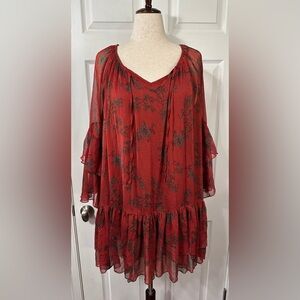 Free People Scarlet Floral Shear Tunic with undershirt tank Boho Hippie *READ*